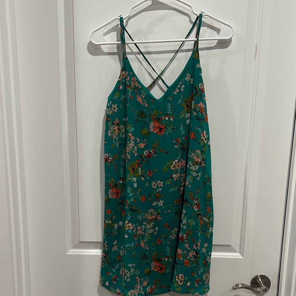 Small Teal Floral Green Strappy Dress